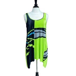 Jamie Sadock  Green & Black Sleeveless Tunic Top Size Large NWT